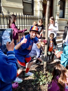 Students planting a tree 