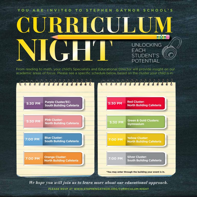 You Are Invited to Curriculum Night Stephen Gaynor School