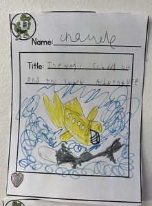 One student's "gaynorgram" photo, which says they read "The Magic School Bus and the Shark Adventure."