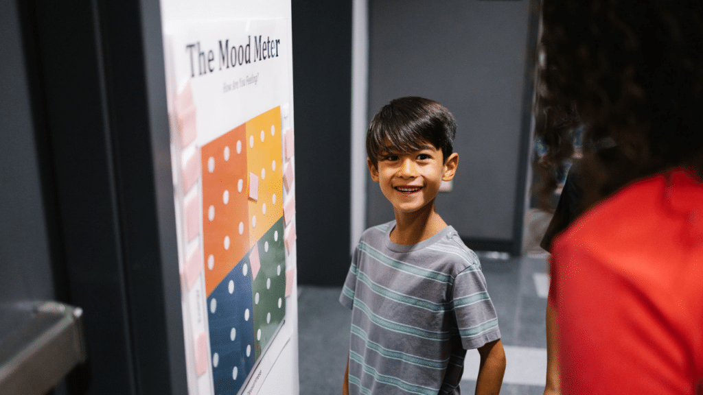 A RULER Mood Meter is used during a movement break

