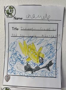 One student's "gaynorgram" photo, which says they read "The Magic School Bus and the Shark Adventure."